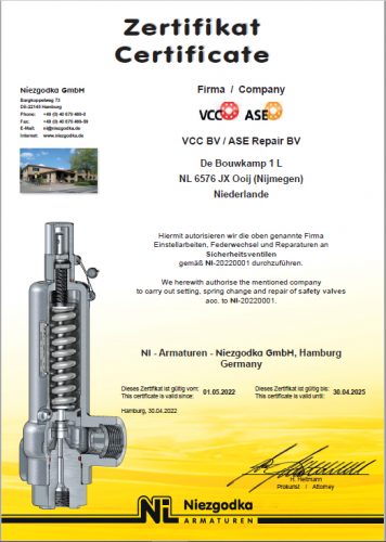 Niezgodka Certificaat - VCC BV ASE Repair BV